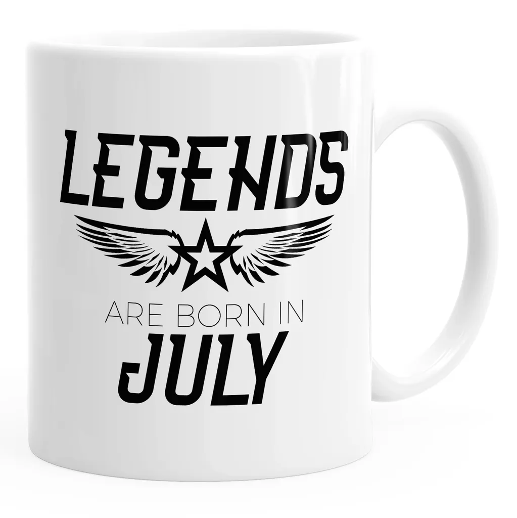 Kaffee-Tasse Legends are born in July Geburtstag Geschenk MoonWorks® Juli Uni-Weiß unisize